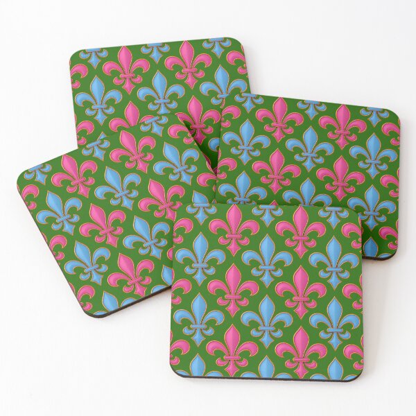 Item preview, Green Pink Blue Fleur-de-lis Design designed and sold by PatternTitan.