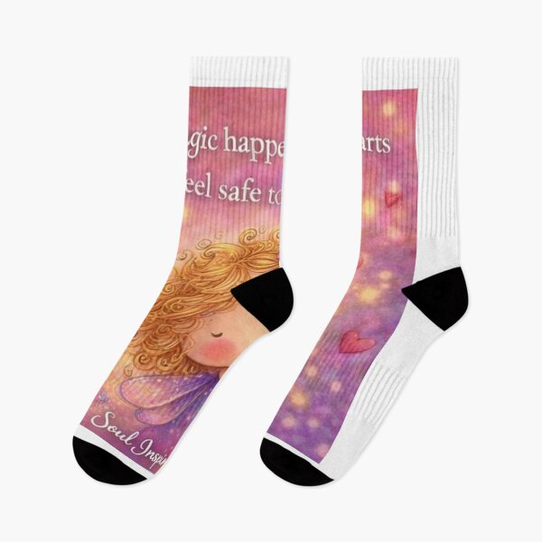 Item preview, Magic Happens When Hearts Feel Safe to Love – Cute Fairy Love Quote, Romantic Whimsical Art, Soft Pink Aesthetic Illustration designed and sold by SoulInspiredStudios.