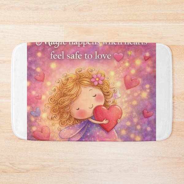 Item preview, Magic Happens When Hearts Feel Safe to Love – Cute Fairy Love Quote, Romantic Whimsical Art, Soft Pink Aesthetic Illustration designed and sold by SoulInspiredStudios.