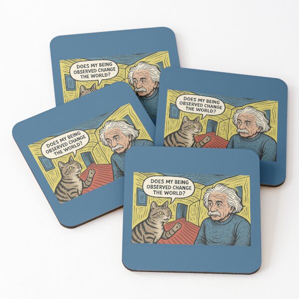 Item preview, Does My Being Observed Change The World? — Quantum Cat Comic Print designed and sold by SammyMorry.