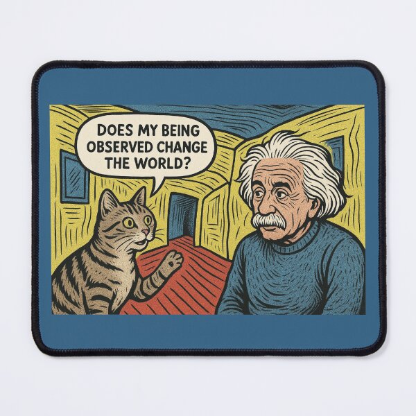 Item preview, Does My Being Observed Change The World? — Quantum Cat Comic Print designed and sold by SammyMorry.