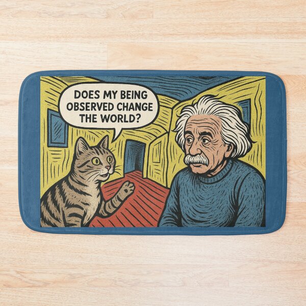 Item preview, Does My Being Observed Change The World? — Quantum Cat Comic Print designed and sold by SammyMorry.