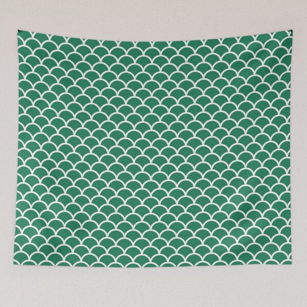 Item preview, Green And White Mermaid Scales Pattern designed and sold by pattern-archive.