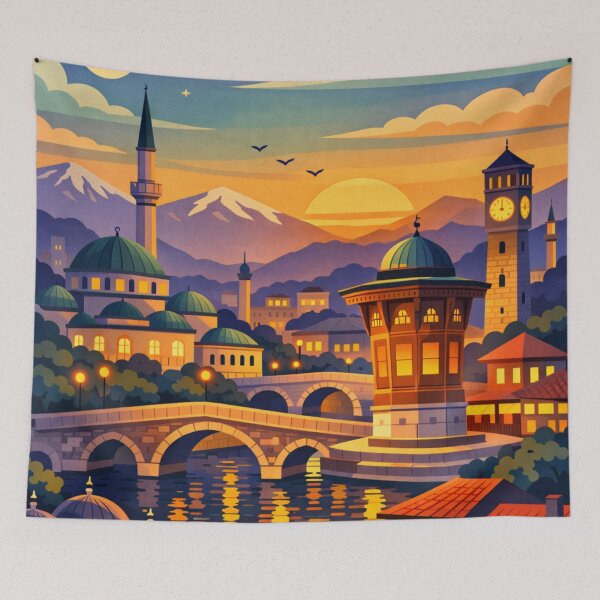 Item preview, Sarajevo Bosnia and Herzegovina Vintage Travel Art designed and sold by MatthewHeights.