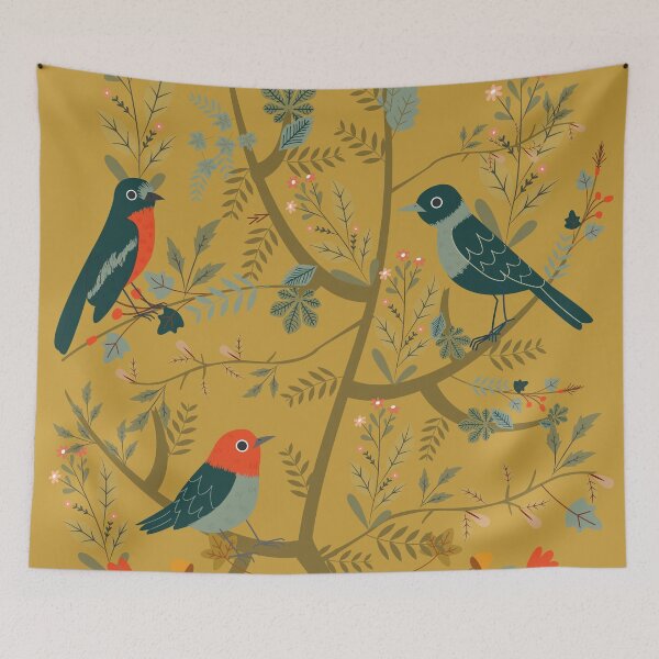 Item preview, Cottagecore Bird Shirt Cute Floral Folk Art Tee Scandinavian Aesthetic Birds and Flowers Nature Lover Gift designed and sold by LessIsLoud.