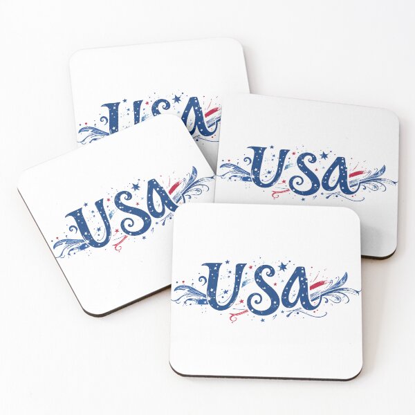 Item preview, USA in custom text with patriotic colors and accents. designed and sold by Art-Horizon.