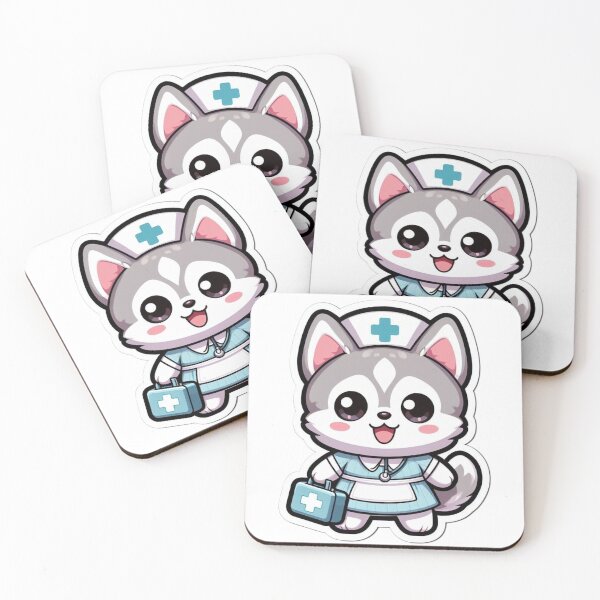 Item preview, Cute Husky Nurse Sticker-Kawaii Dog Nurse Cartoon, Medical Puppy Illustration  designed and sold by carestazafeli.