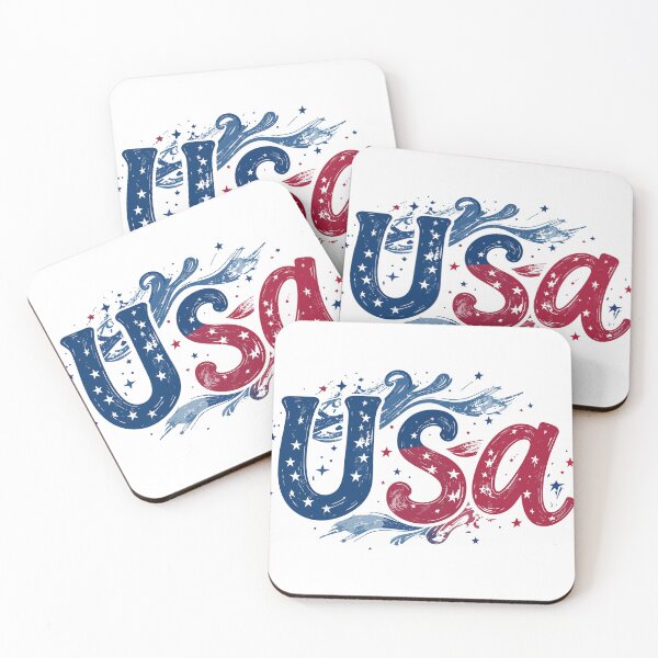 Item preview, USA in custom text with patriotic colors and accents. designed and sold by Art-Horizon.