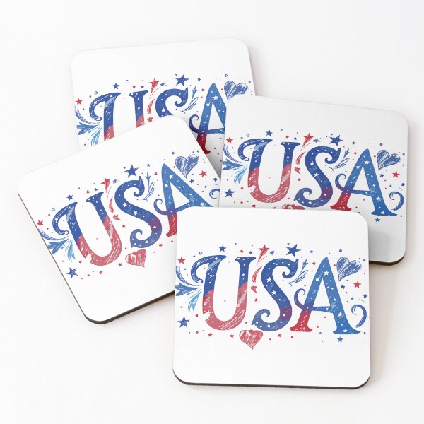 Item preview, USA in custom text with patriotic colors and accents. designed and sold by Art-Horizon.