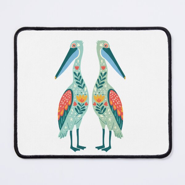 Item preview, Two Floral Folk Art Pelicans – Scandinavian Folk Art by heidiannemorris © designed and sold by FOLK ART FUSION by heidiannemorris.