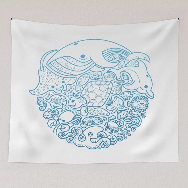 Item preview, Aquatic Blues outline 2 designed and sold by Wayne Minnis.