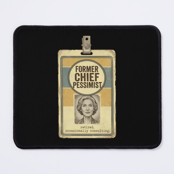 Item preview, Former Chief Pessimist Retired Occasionally Consulting - Funny Vintage Woman ID Badge designed and sold by Recovering Pessimist.