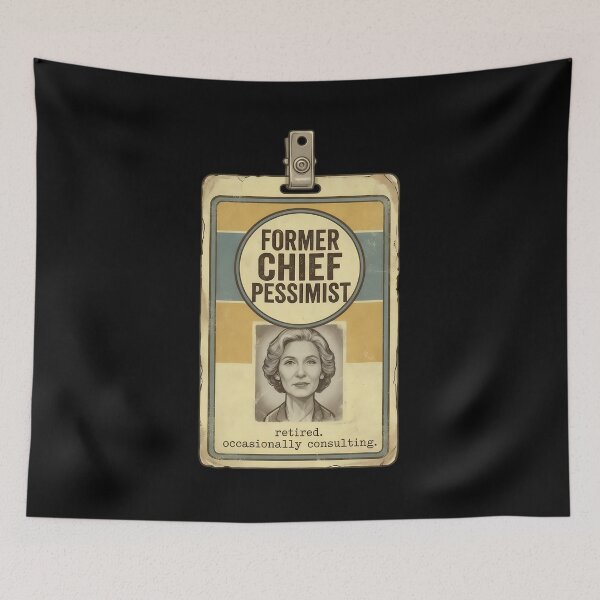Item preview, Former Chief Pessimist Retired Occasionally Consulting - Funny Vintage Woman ID Badge designed and sold by Recovering Pessimist.