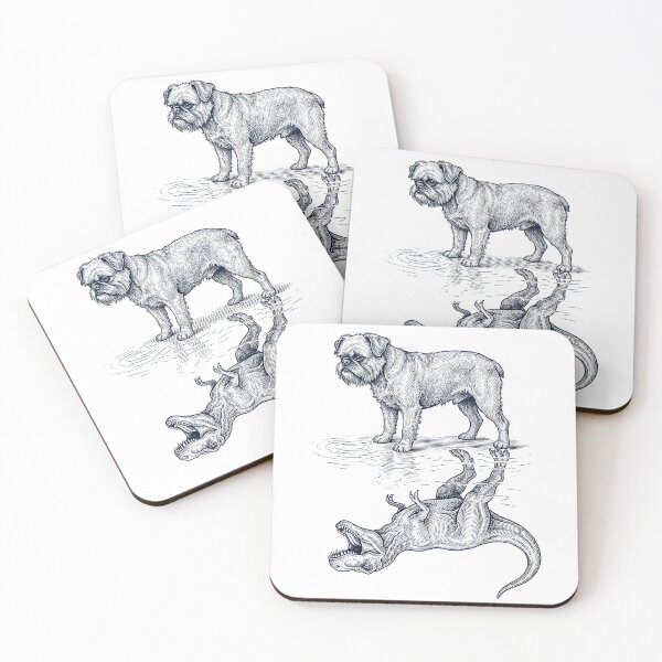 Item preview, Vintage Brussels Griffon Reflection T Rex Dinosaur Dog Lover designed and sold by TerryConnells.