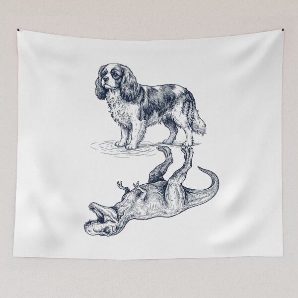 Item preview, Vintage Cavalier King Charles Spaniel Reflection T Rex Dinosaur Dog Lover designed and sold by TerryConnells.
