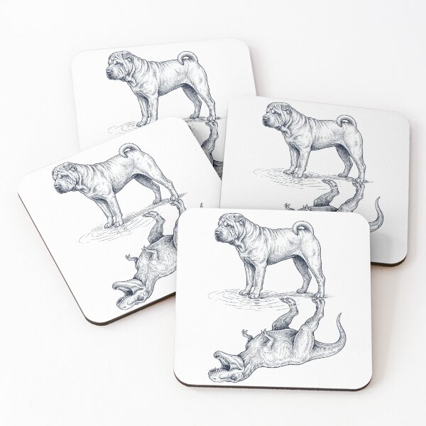 Item preview, Vintage Chinese Shar Pei Reflection T Rex Dinosaur Dog Lover designed and sold by TerryConnells.