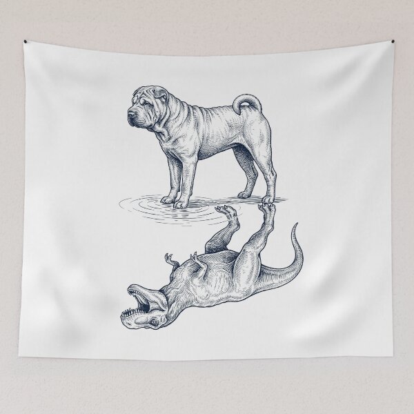 Item preview, Vintage Chinese Shar Pei Reflection T Rex Dinosaur Dog Lover designed and sold by TerryConnells.