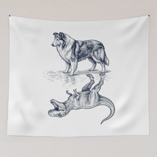 Item preview, Vintage Collie Reflection T Rex Dinosaur Dog Lover designed and sold by TerryConnells.