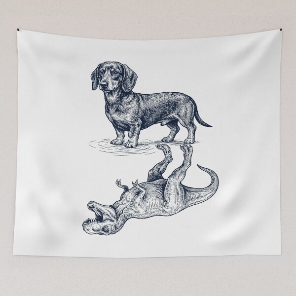 Item preview, Vintage Dachshund Reflection T Rex Dinosaur Dog Lover designed and sold by TerryConnells.