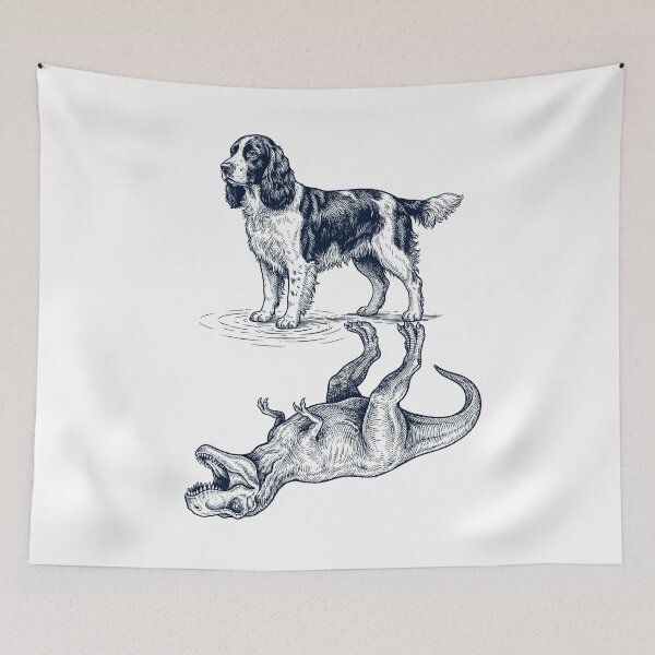 Item preview, Vintage English Springer Spaniel Reflection T Rex Dinosaur Dog Lover designed and sold by TerryConnells.