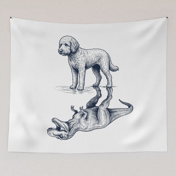 Item preview, Vintage Goldendoodle Reflection T Rex Dinosaur Dog Lover designed and sold by TerryConnells.