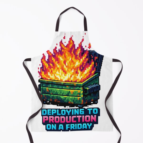 Item preview, Deploying To Production on Friday - 8 Bit Dumpster Fire designed and sold by Retro Mood Co.