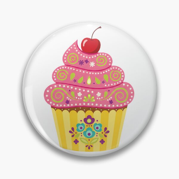 Item preview, Floral Folk Art Cupcake with Cherry – Scandinavian Folk Art by heidiannemorris © designed and sold by FOLK ART FUSION by heidiannemorris.