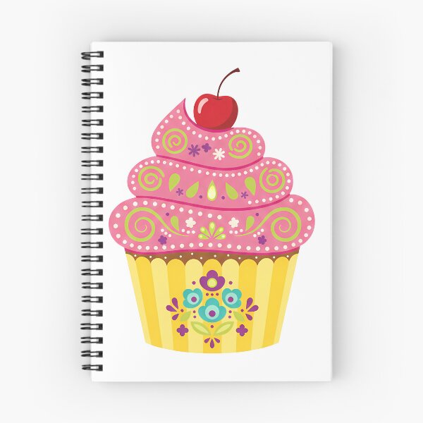 Item preview, Floral Folk Art Cupcake with Cherry – Scandinavian Folk Art by heidiannemorris © designed and sold by FOLK ART FUSION by heidiannemorris.