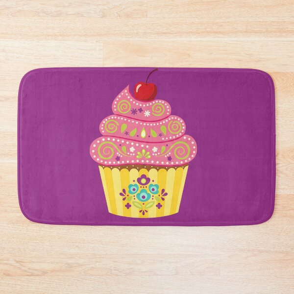Item preview, Floral Folk Art Cupcake with Cherry – Scandinavian Folk Art by heidiannemorris © designed and sold by FOLK ART FUSION by heidiannemorris.