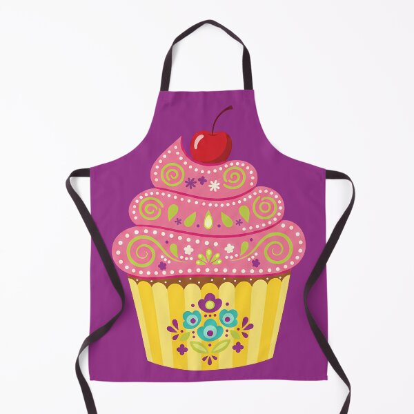 Item preview, Floral Folk Art Cupcake with Cherry – Scandinavian Folk Art by heidiannemorris © designed and sold by FOLK ART FUSION by heidiannemorris.