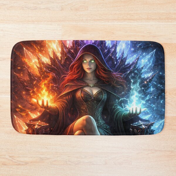 Item preview, Fire Ice Sorceress Magic Throne Fantasy Art designed and sold by KnitOfShadoF.