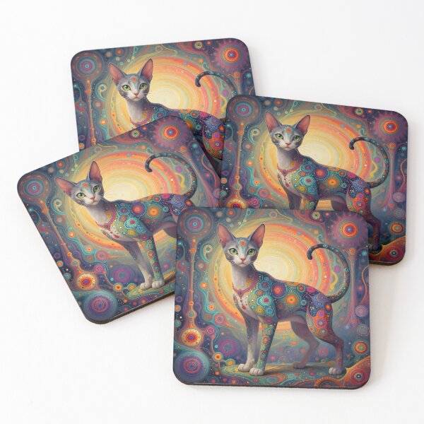 Item preview, Colorful Cat in Cosmic Patterns designed and sold by Shelley Loewnau-Jones Studio.