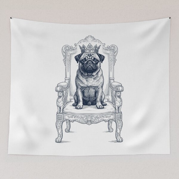 Item preview, Vintage Pug King Crown Funny Dog Lover designed and sold by DoodleTortle.