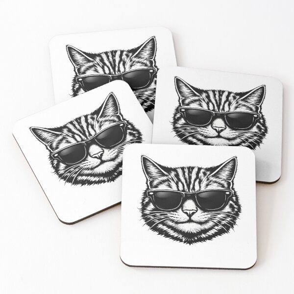 Item preview, Cool Cat Sunglasses Logo – Black and White Streetwear Cat Face Minimal Design designed and sold by IconicDesignsXd.