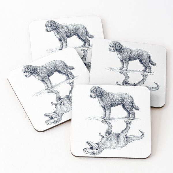 Item preview, Vintage Portuguese Water Dog Reflection T Rex Dinosaur Dog Lover designed and sold by TerryConnells.
