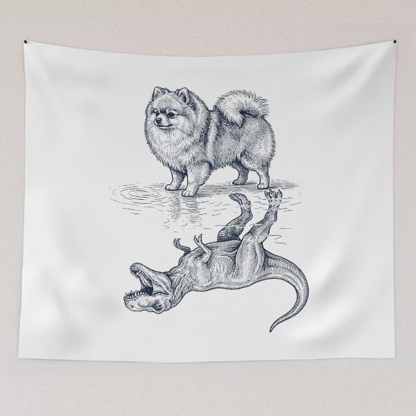 Item preview, Vintage Pomeranian Reflection T Rex Dinosaur Dog Lover designed and sold by TerryConnells.