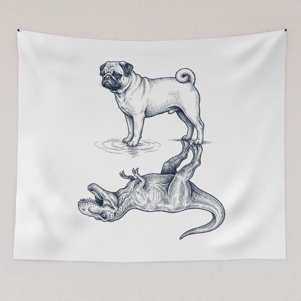 Item preview, Vintage Pug Reflection T Rex Dinosaur Dog Lover designed and sold by TerryConnells.