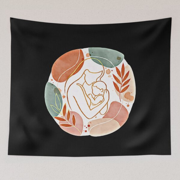 Item preview, Boho Mother and Child Line Art Watercolor Design designed and sold by Lozarux.