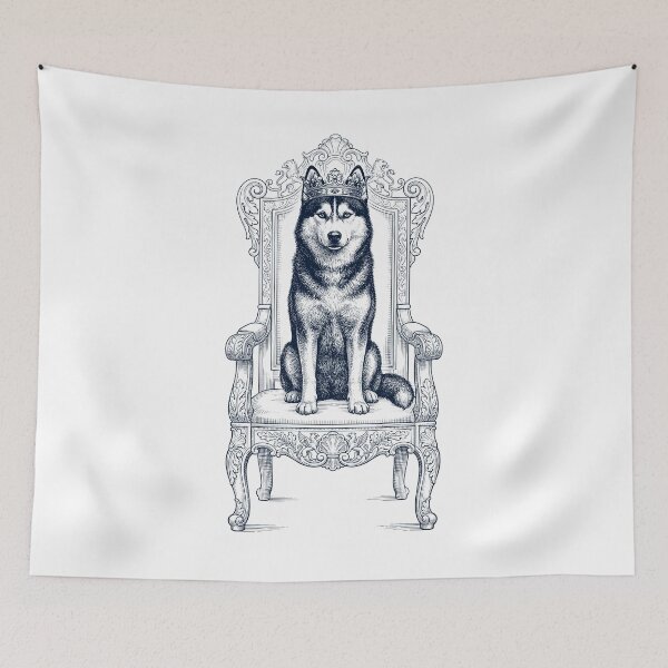 Item preview, Husky siberiano vintage con corona de rey, divertido amante de los perros designed and sold by DoodleTortle.