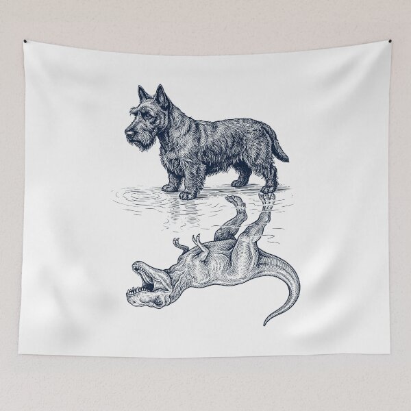 Item preview, Vintage Scottish Terrier Reflection T Rex Dinosaur Dog Lover designed and sold by TerryConnells.