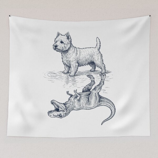 Item preview, Vintage West Highland White Terrier Reflection T Rex Dinosaur Dog Lover designed and sold by TerryConnells.
