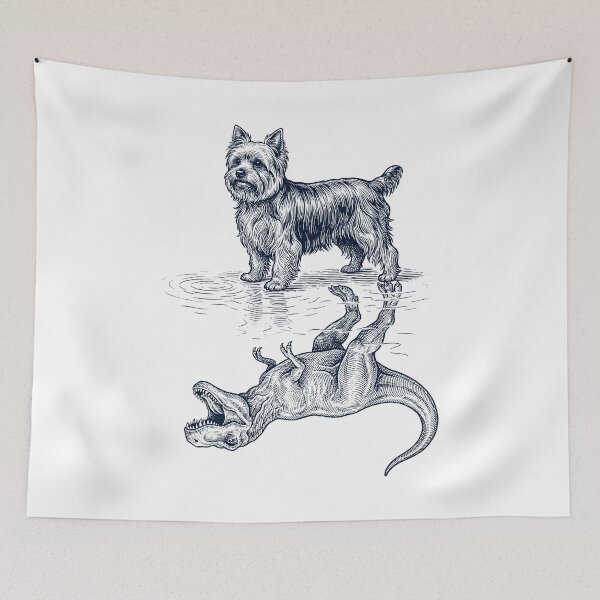 Item preview, Vintage Yorkshire Terrier Reflection T Rex Dinosaur Dog Lover designed and sold by TerryConnells.