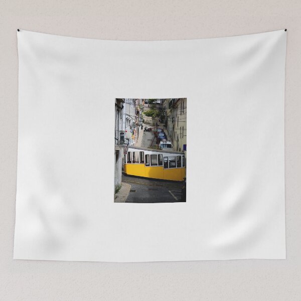 Item preview, Yellow Tram in Lisbon Street – Classic European City Scene designed and sold by onubi.