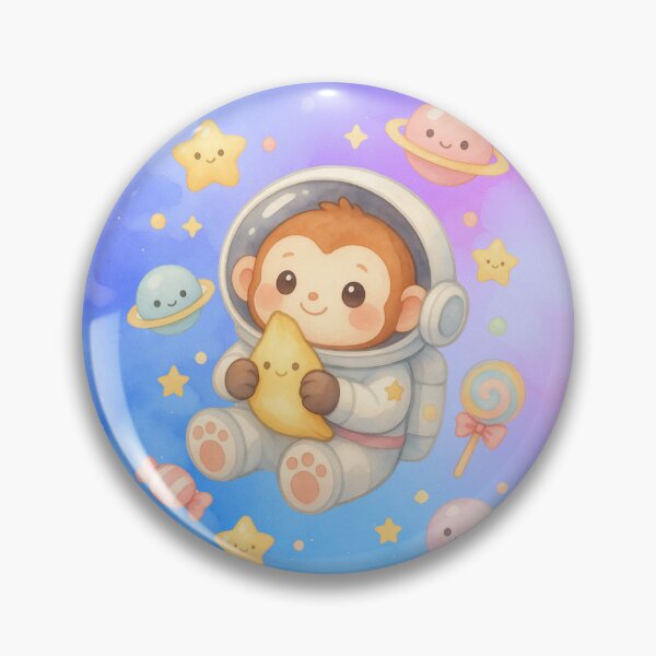 Item preview, Cute Monkey Astronaut – Kawaii Pastel Space Galaxy Art designed and sold by p-frosty-design.