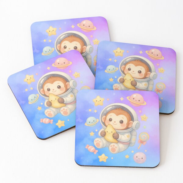 Item preview, Cute Monkey Astronaut – Kawaii Pastel Space Galaxy Art designed and sold by p-frosty-design.