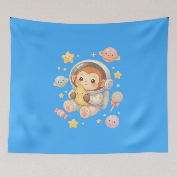 Item preview, Cute Monkey Astronaut – Kawaii Pastel Space Galaxy Art designed and sold by p-frosty-design.