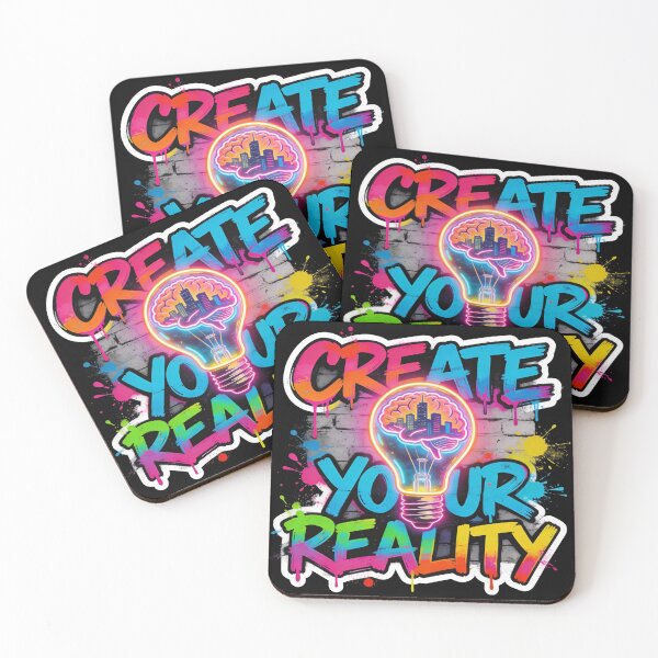 Item preview, Create Your Reality – Neon Street Art Motivational Graffiti Design designed and sold by PLUSHIWORLDtm.