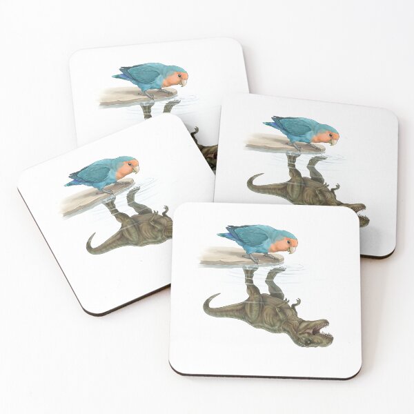 Item preview, Funny Blue Peach Faced Lovebird Reflection T Rex Dinosaur Parrot Mom Dad Lover designed and sold by DoodleTortle.