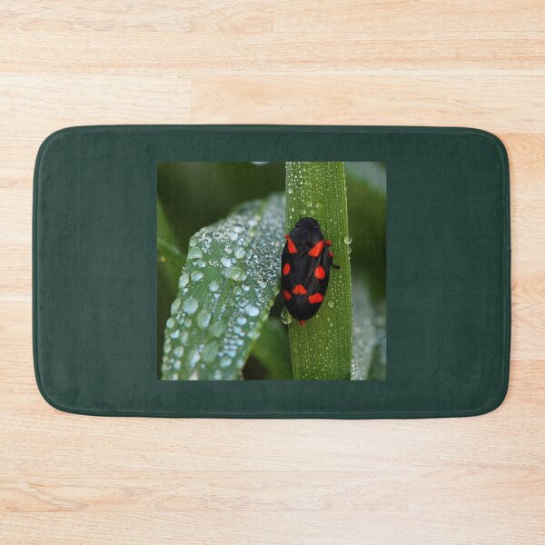 Item preview, Macro Insect Wall Art – Red and Black Bug on Dewy Leaf designed and sold by onubi.