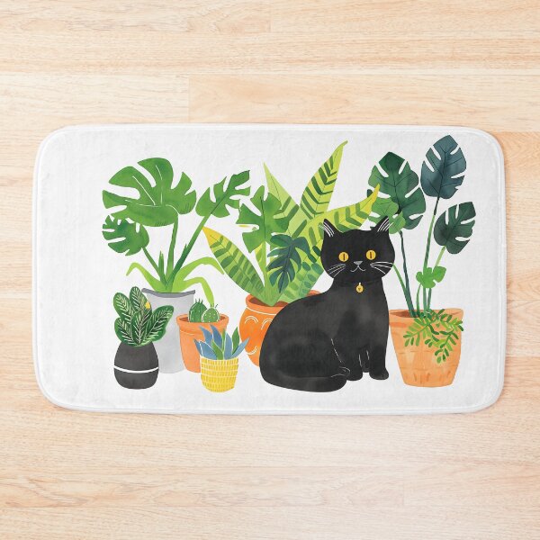 Item preview, Black Cat with house plants designed and sold by xiao xuans.